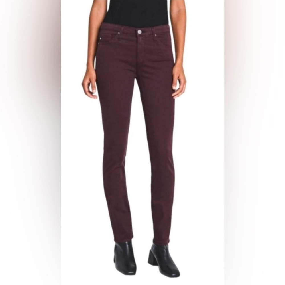 Ag Adriano Goldschmied Prima Mid Rise Cigarette Pants in Wine. Sz 27 - Picture 2 of 9